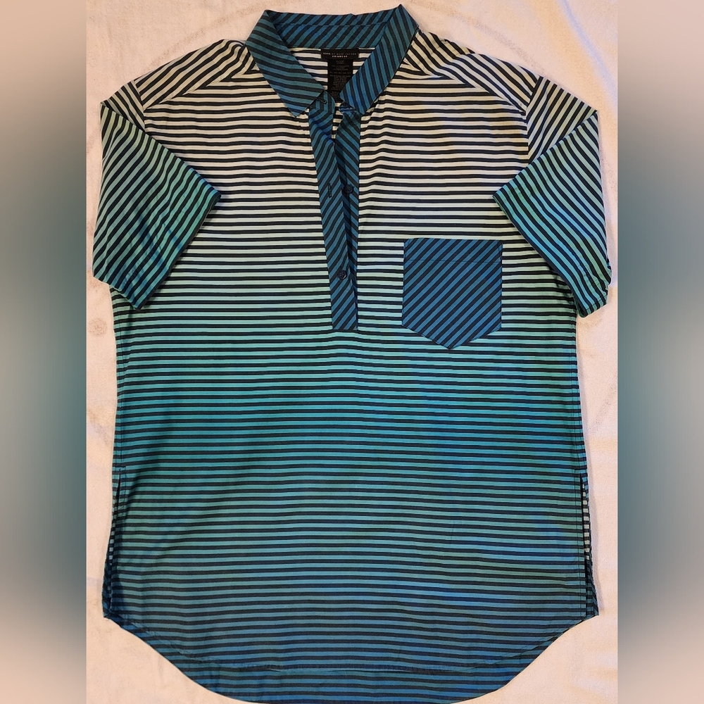 Mens Large Marc Jacobs short sleeve striped Polo pocket shirt